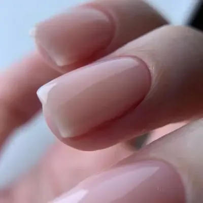 Natural nude gel manicure on squared nails