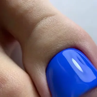 Bright blue gel pedicure